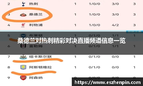 桑德兰对热刺精彩对决直播频道信息一览